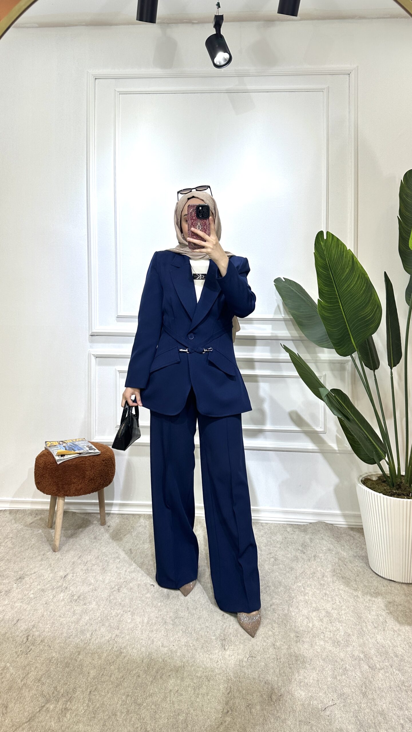 aura lacivert ceket ikili takim