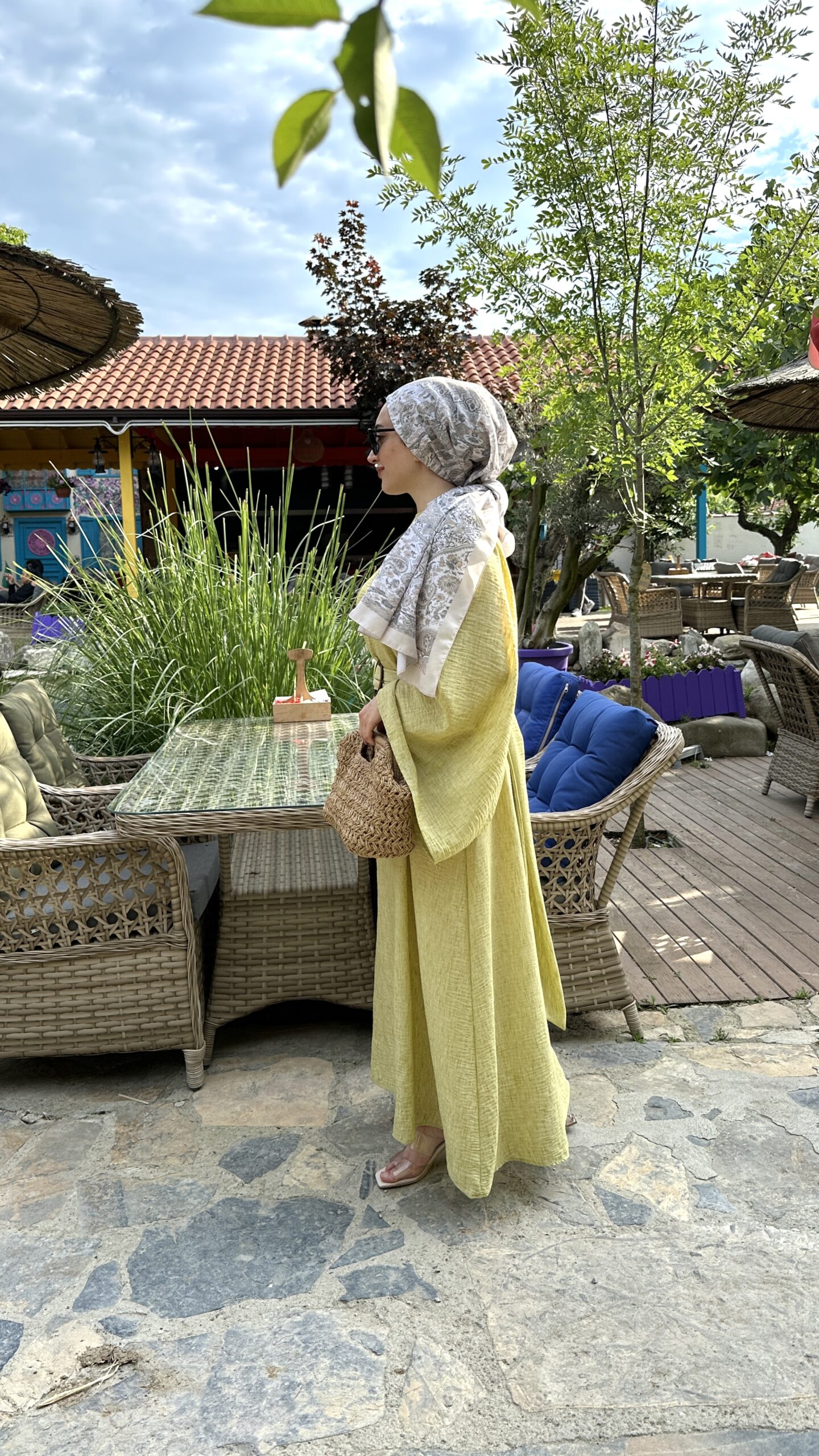 Liva Keten Elbise- Sari