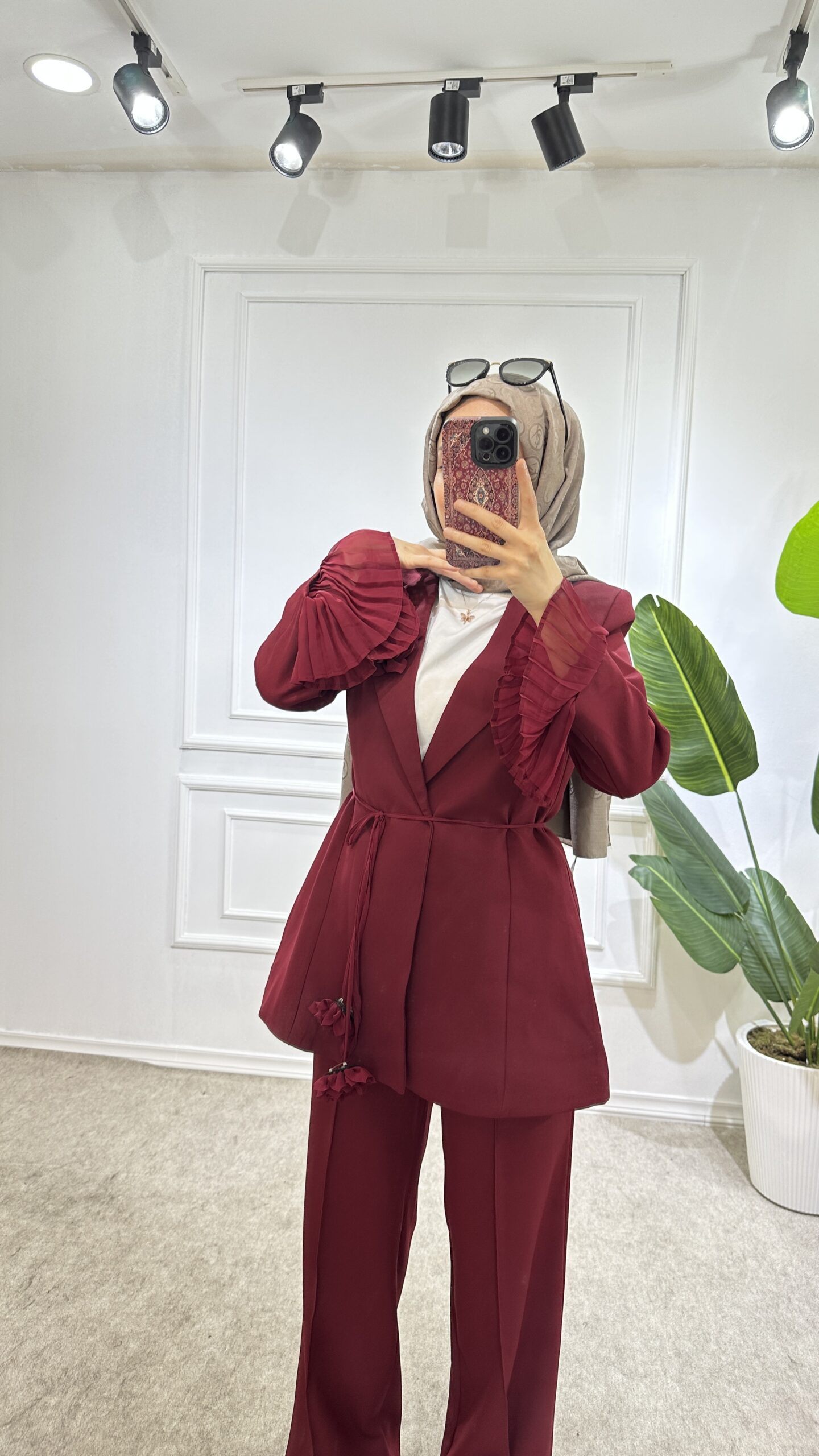 Esma Gullu Ceket Takim- Bordo - Görsel 2