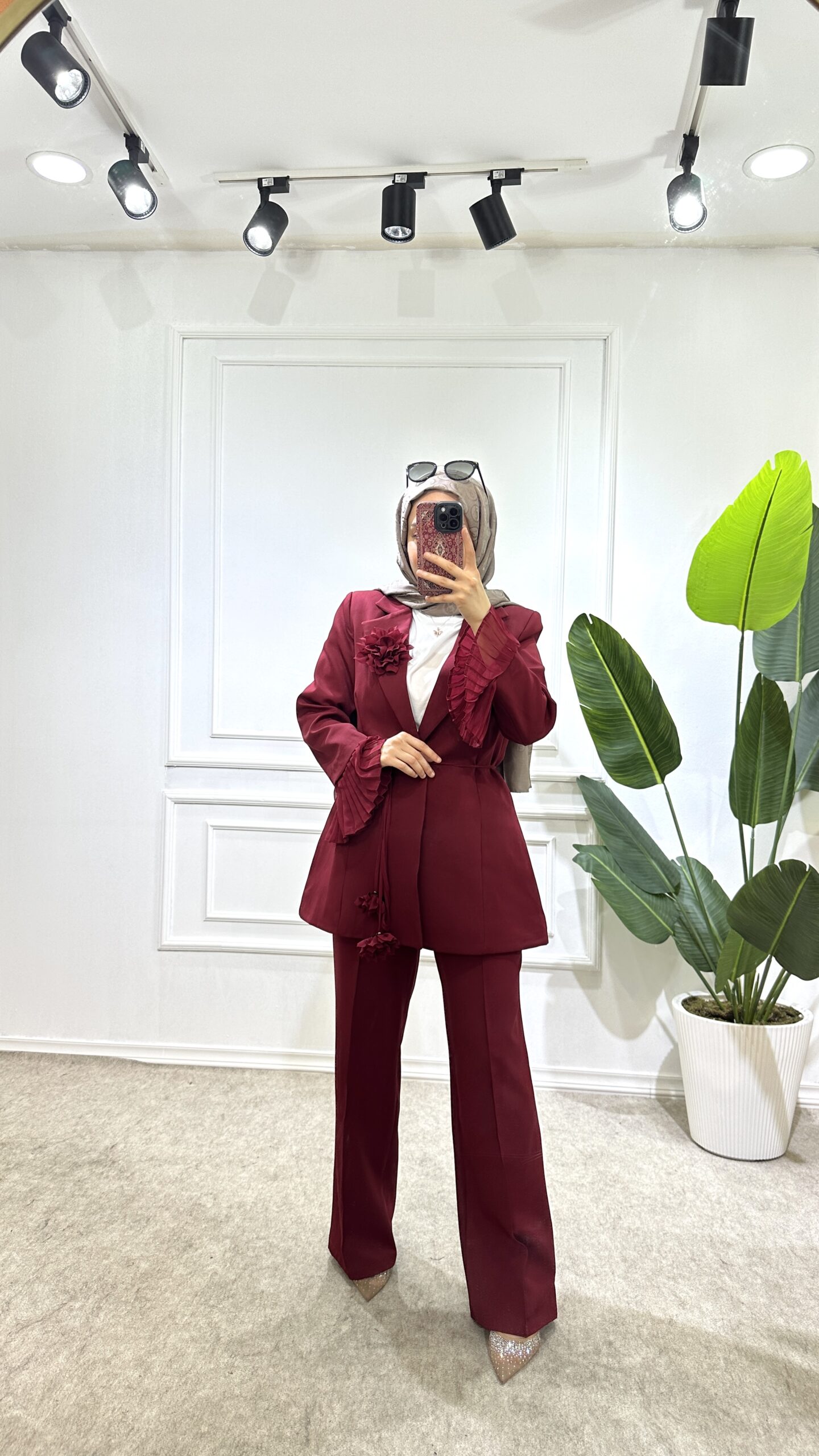 Esma Gullu Ceket Takim- Bordo