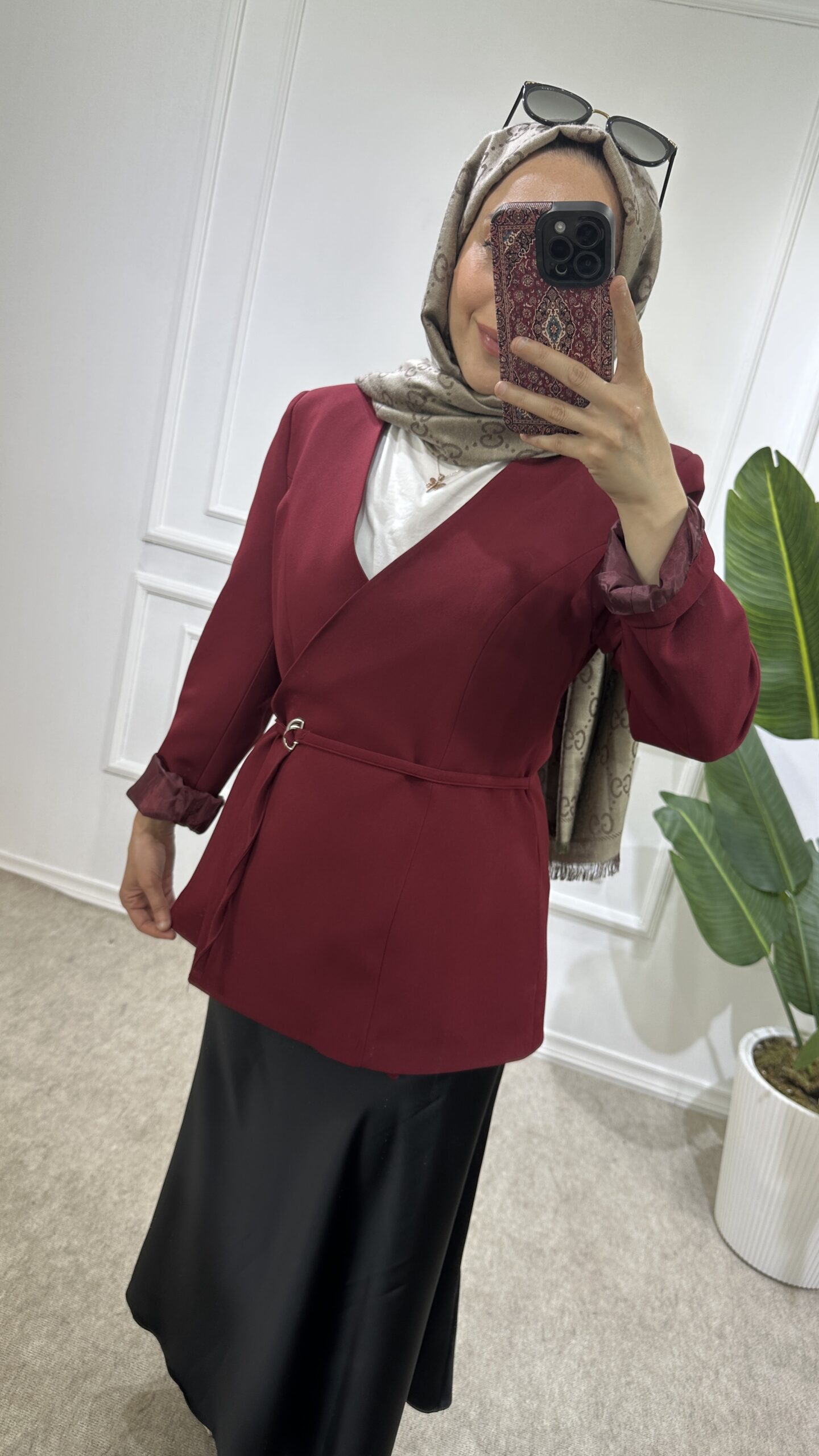 ardic blazer ceket-Bordo